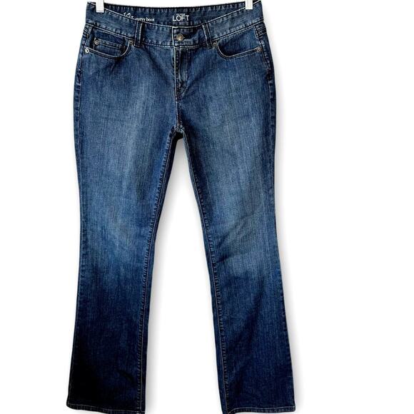 Ann Taylor LOFT Curvy Bootcut Mid Rise Blue Wash Jeans Stretch Size 30/10 Tall - Picture 1 of 13